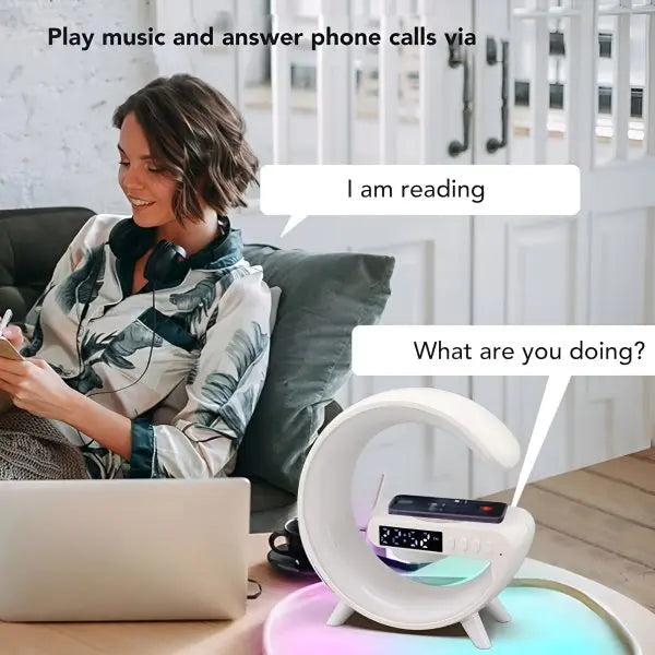 Multi-functional Led Clock Display Speaker Wireless Charging Night Lamp EasyShop