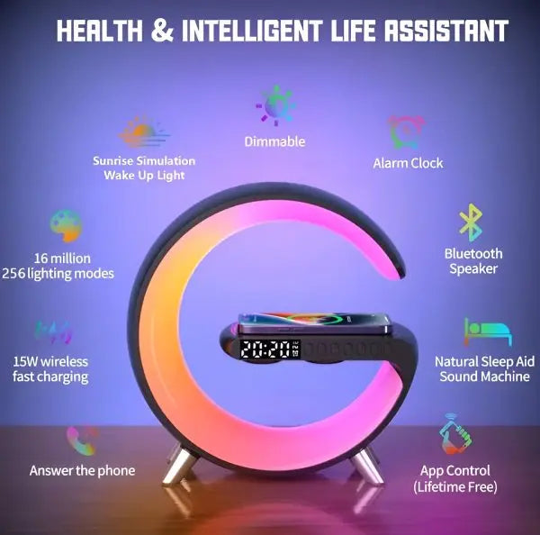 Multi-functional Led Clock Display Speaker Wireless Charging Night Lamp EasyShop