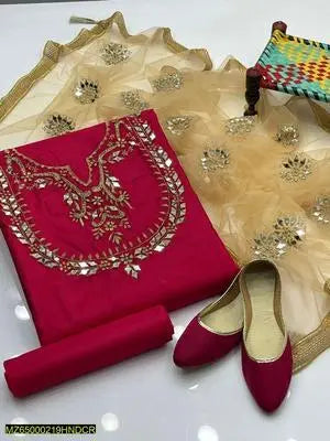 Women's Unstitched Katan Silk Hand Work Suit EasyShop Mini Mart