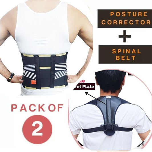 Pack Of 2 Adjustable Spinal Belt and Shoulder Belt