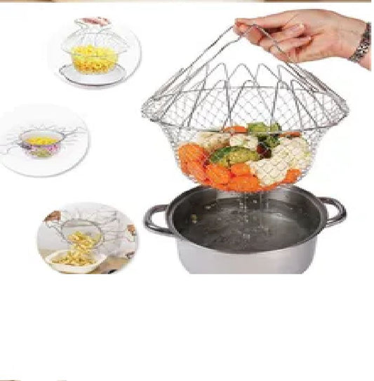 Vegetable Frying, Foldable Strainer, Chef Basket 12 IN 1